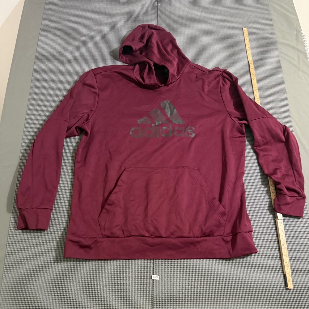 Adidas Mens XL Burgundy Camo Logo Fleece Pullover Hoodie Long Sleeve